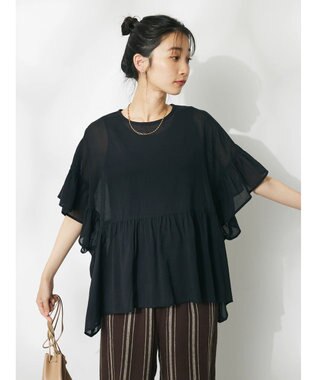 CRAFT STANDARD BOUTIQUE ウ゛ィンテージボイルティアード切替ブラウス Black