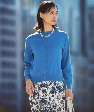 23区 【洗える】ニュアンスフラワープリント フレア スカート ネイビープリント