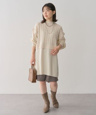 Green Parks ケーブルドッキングニットチュニック Ivory