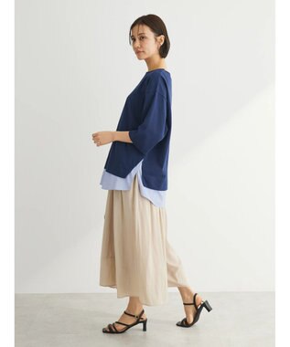 Green Parks 裾ドッキングレイヤー風７分袖プルオーバー Navy