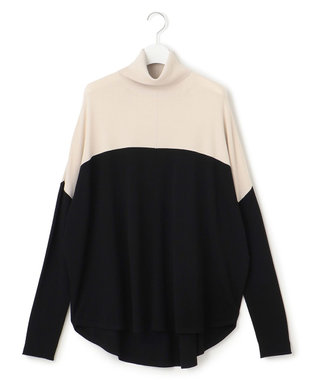 ICB L 【新色追加・WEB限定カラーあり】 ヴィスコースワイド タートルネックプルオーバー トープ×ブラック