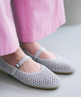 steppi ラウンド メッシュ バレエパンプス シルバーラメ