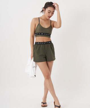 OP／FILA 【RUSTY】ニコちゃんロンT＋ショートパンツ付きビキニ 4点セット水着 カーキ