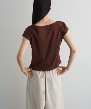 Green Parks ドレープオフショルフレンチ袖Ｔシャツ Brown