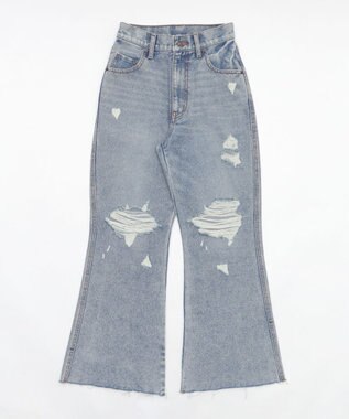 WEGO ダメージフレアデニムパンツ デニム中濃加工色