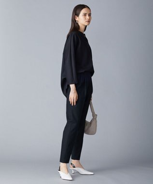 ICB 【洗える・WEB限定カラーあり】 ウールミルドサキソニー キーネックブラウス ブラック系