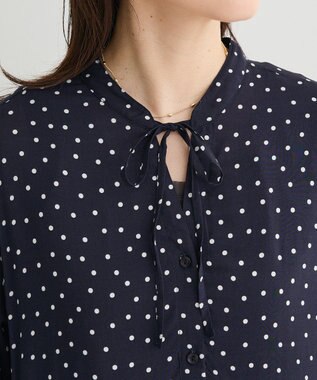 Green Parks スキッパーギャザーワンピース Dot