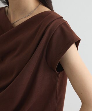 Green Parks ドレープオフショルフレンチ袖Ｔシャツ Brown