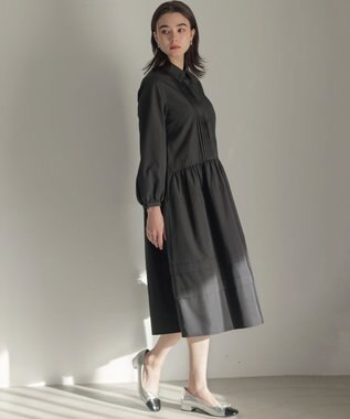 組曲 ソフトクロスピンタック ワンピース ブラック系