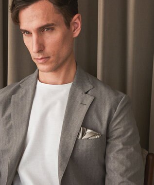 GOTAIRIKU 圧倒的清涼感・８つの夏機能【接触冷感/通気性/軽量/撥水…等】クールドッツ セットアップジャケット_ヘリンボーンプリント（25年モデル） ベージュ_ヘリンボーン柄