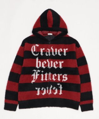 WEGO シャギーグラフィックZIPパーカー レッドボーダー