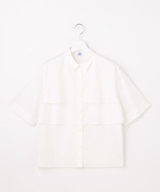 J.PRESS LADIES L 【WEB限定カラーあり・一枚で着映え】ラミーポプリン ティアード シャツ ホワイト系