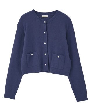 earth music&ecology 【イージーケア】パウダーシャギークルーネックカーディガン Navy