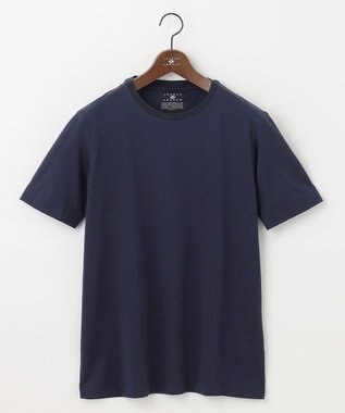 JOSEPH ABBOUD 【オーガニックコットン】ブロックサッカー Tシャツ ネイビー系