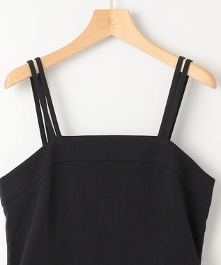 組曲 L 【肩ひも調整可】ドビーピケ キャミワンピース ブラック系