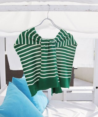 Tiaclasse 肩掛けボーダーフェイクカーデ グリーン