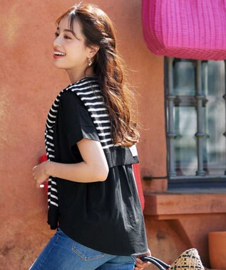 Tiaclasse 肩掛けボーダーフェイクカーデ ブラック