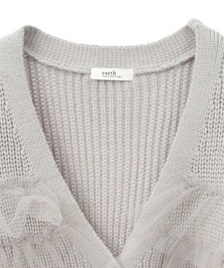 earth music&ecology チュールフリルカーディガン Light Gray