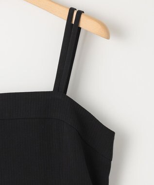 組曲 L 【肩ひも調整可】ドビーピケ キャミワンピース ブラック系