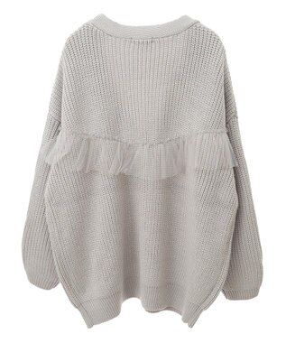 earth music&ecology チュールフリルカーディガン Light Gray