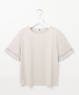 J.PRESS LADIES L 【接触冷感】コットンスムース 刺繍スリーブ カットソー グレージュ系