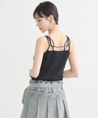 earth music&ecology ダブルストラップパターンメッシュキャミソール Off White