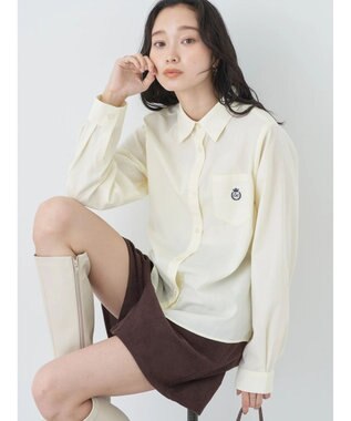 earth music&ecology ロゴ刺繍シャツ Cream