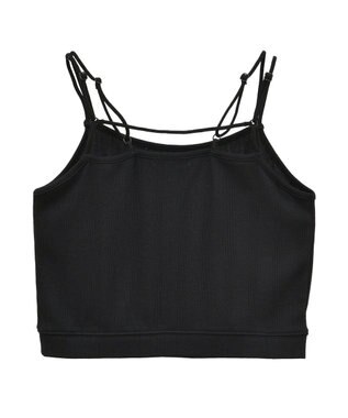earth music&ecology ダブルストラップパターンメッシュキャミソール Black
