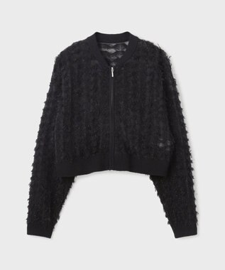 GRACE CONTINENTAL フリンジニットzipカーディガン ブラック