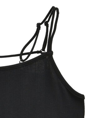 earth music&ecology ダブルストラップパターンメッシュキャミソール Black