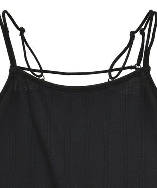 earth music&ecology ダブルストラップパターンメッシュキャミソール Black