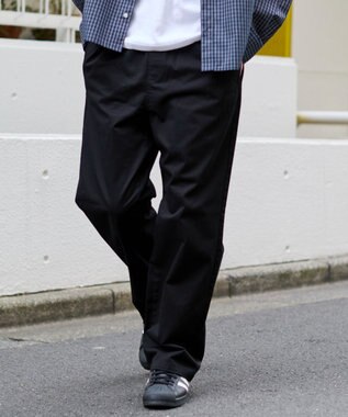 WEGO 【ユニセックス着用ITEM/XSSMLサイズ展開/ウエストゴム】ユルフィットコットンイージーパンツ ブラック