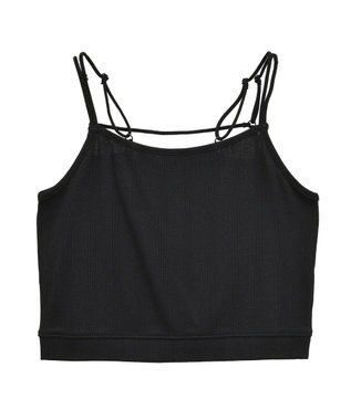 earth music&ecology ダブルストラップパターンメッシュキャミソール Black