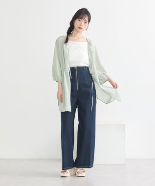 earth music&ecology ダブルストラップパターンメッシュキャミソール Off White