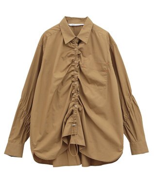 YECCA VECCA ドロストデザインギャザーシャツ Camel