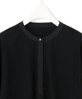 ICB 【洗える】 コンビネーションジャージー ヘンリーネックカットソー ブラック系