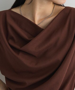 Green Parks ドレープオフショルフレンチ袖Ｔシャツ Brown