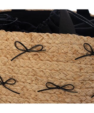 UNBILLION カカトゥ kakatoo / ラフィアブレードリボンバッグ カゴバッグ ブラック