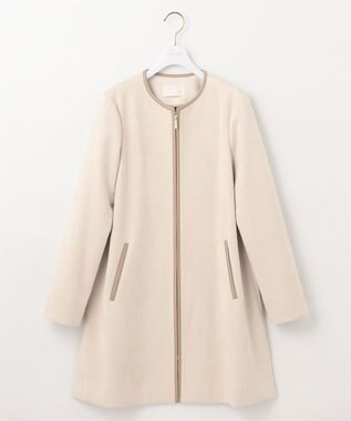 ANY SIS L 【洗える】スエードライクトリミング コート アイボリーベージュ