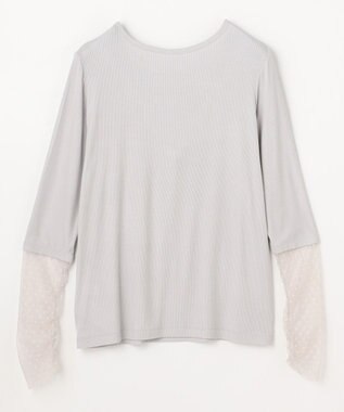 ANY 袖ドットチュールコンビインナー ライトグレー