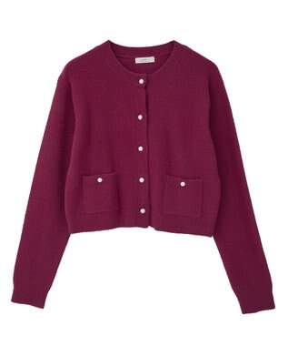 earth music&ecology 【イージーケア】パウダーシャギークルーネックカーディガン Bordeaux