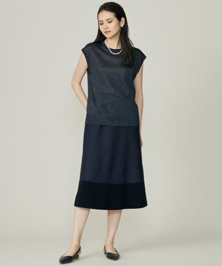 自由区 S 【カタログ掲載】カラーミックスラメスリーブレス ニット ネイビー