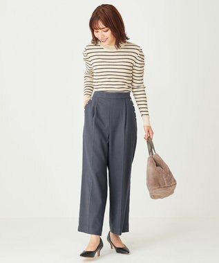 ANY SIS 【美人百花11月号掲載】パール調ポイントツイル パンツ シャンブレーブルー