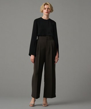 uncrave 【防シワ・洗濯機洗い可】ウォッシャブル ダブルクロス ワイドパンツ チャコール