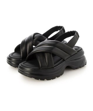 ing <ing>厚底クロスベルトスポーツサンダル ブラック