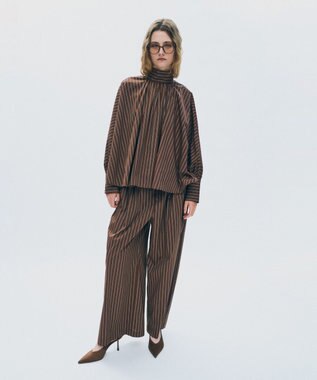 uncrave ブロードクロス ワイドパンツ ブラウンストライプ