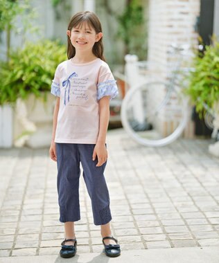 組曲 KIDS 【110-140㎝】リボンリスト Tシャツ ライトピーチ