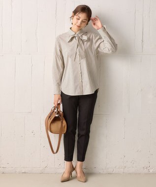 組曲 L 【ボウタイ付き】メッセージシャーティング シャツ アイボリー系1