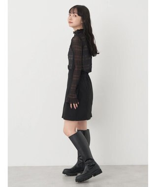 earth music&ecology ジャガードシャーリングシアートップス Black
