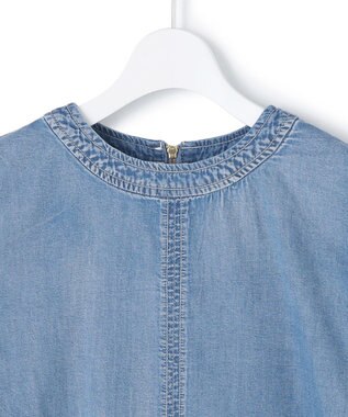 J.PRESS YORK STREET 【WOMEN】ライトダンガリー ツイストスリーブ ブラウス ダルブルー系